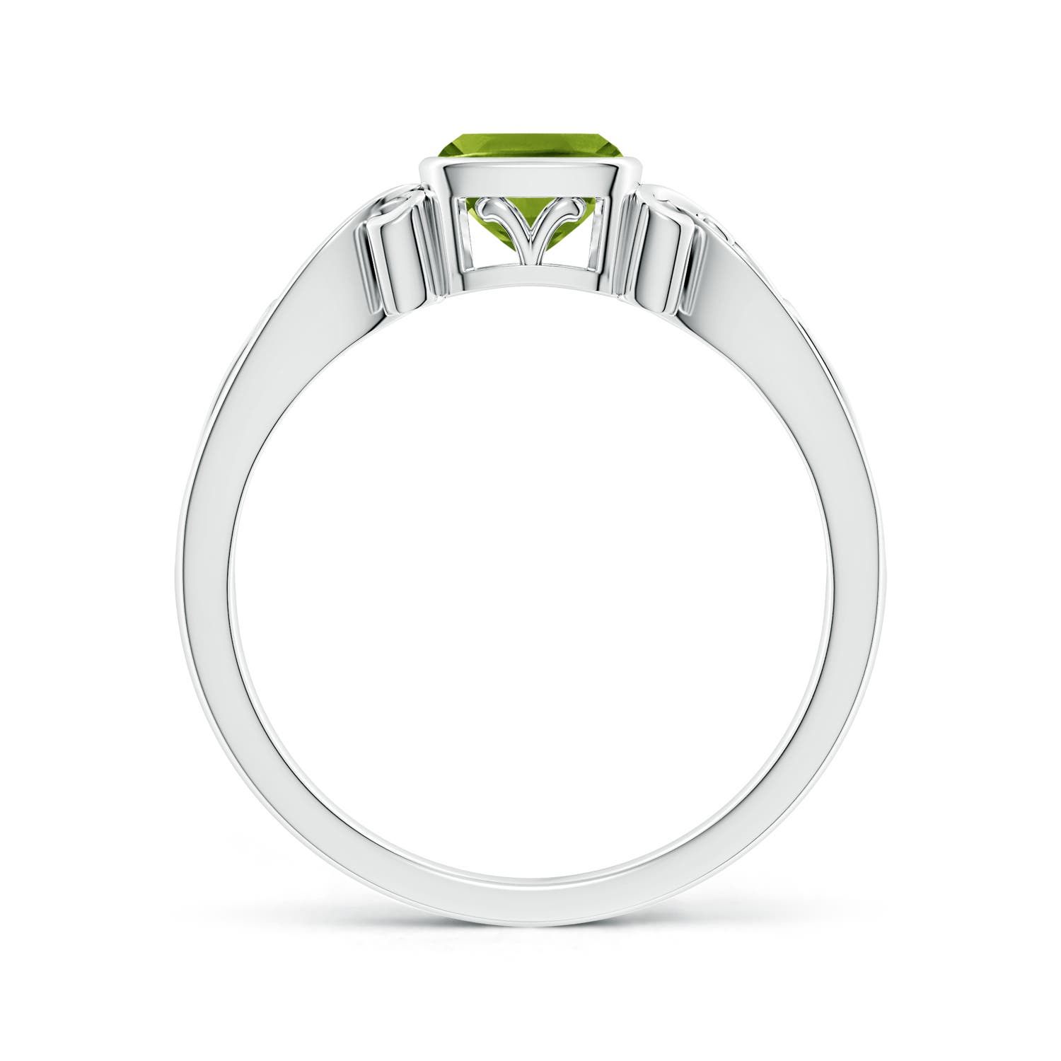 AAAA - Peridot / 0.6 CT / 14 KT White Gold