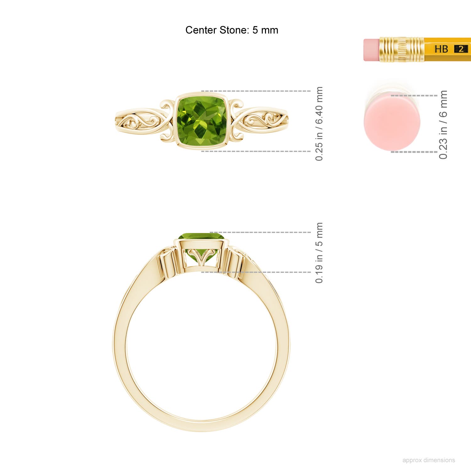 AAAA - Peridot / 0.6 CT / 14 KT Yellow Gold