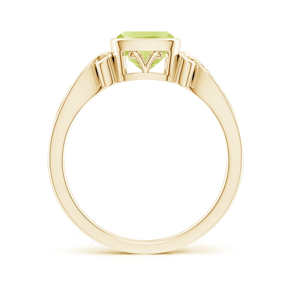 6mm A Vintage Style Cushion Peridot Solitaire Ring in 10K Yellow Gold side 199