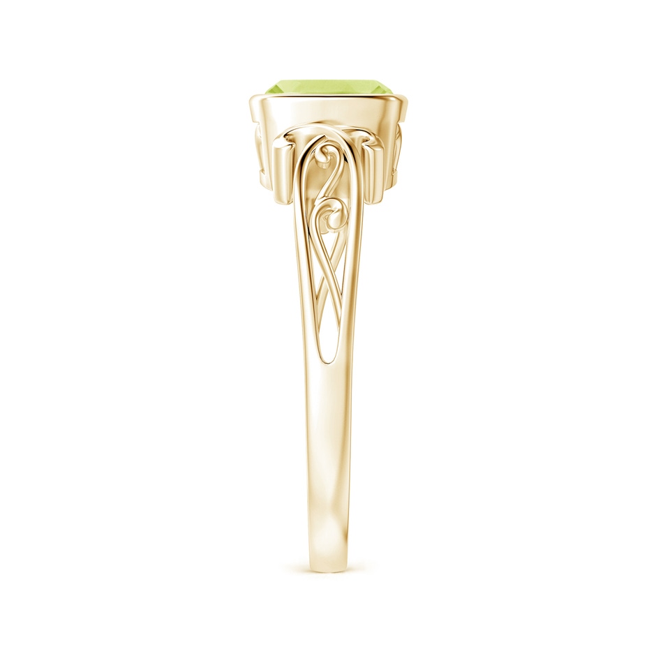 6mm A Vintage Style Cushion Peridot Solitaire Ring in 10K Yellow Gold side 299