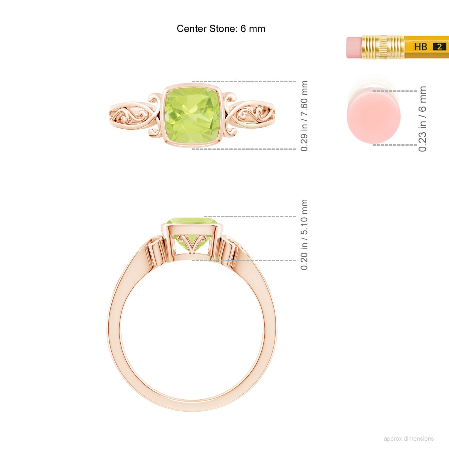 A - Peridot / 1.1 CT / 14 KT Rose Gold