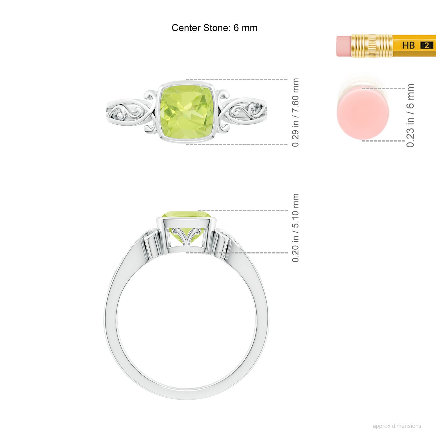 A - Peridot / 1.1 CT / 14 KT White Gold