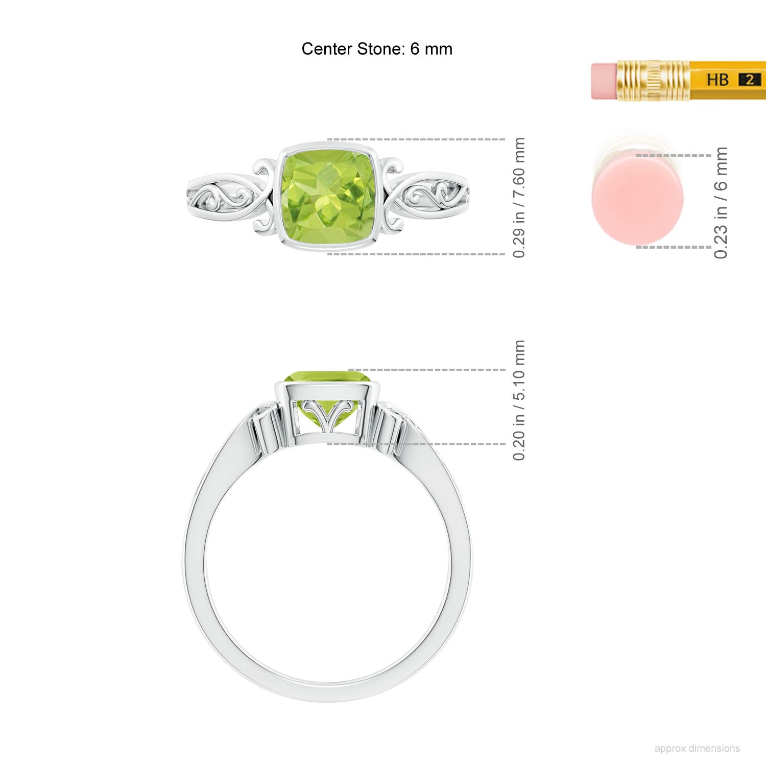 AA - Peridot / 1.1 CT / 14 KT White Gold