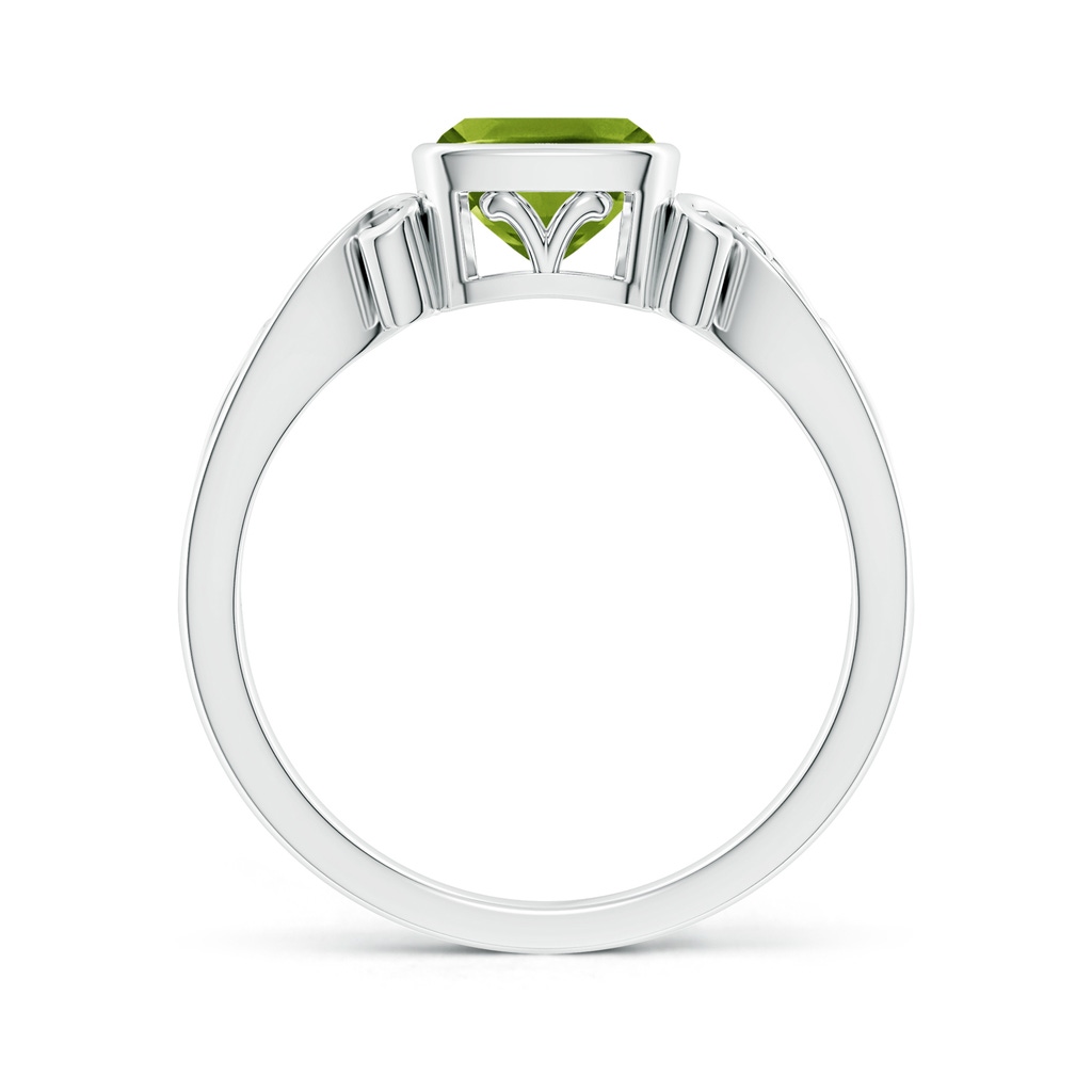 6mm AAAA Vintage Style Cushion Peridot Solitaire Ring in White Gold Side 199