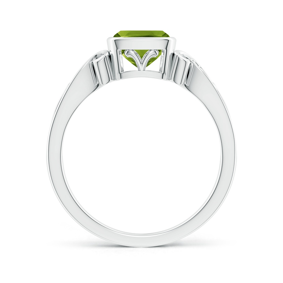 6mm AAAA Vintage Style Cushion Peridot Solitaire Ring in White Gold side 199