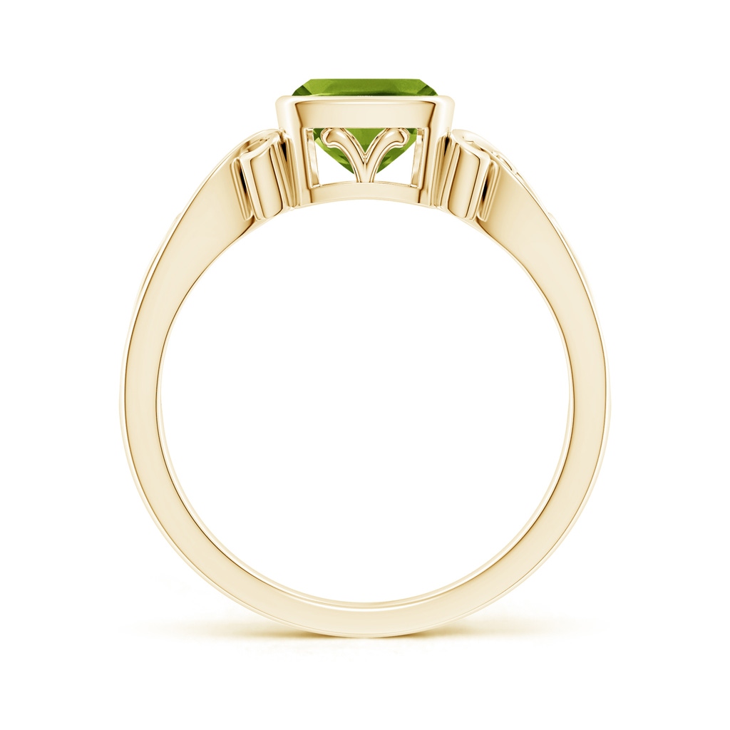 6mm AAAA Vintage Style Cushion Peridot Solitaire Ring in Yellow Gold Side 199