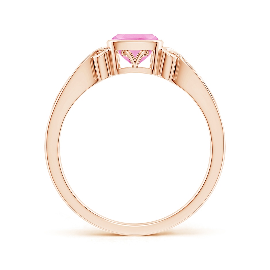5mm A Vintage Style Cushion Pink Sapphire Solitaire Ring in Rose Gold Side 199