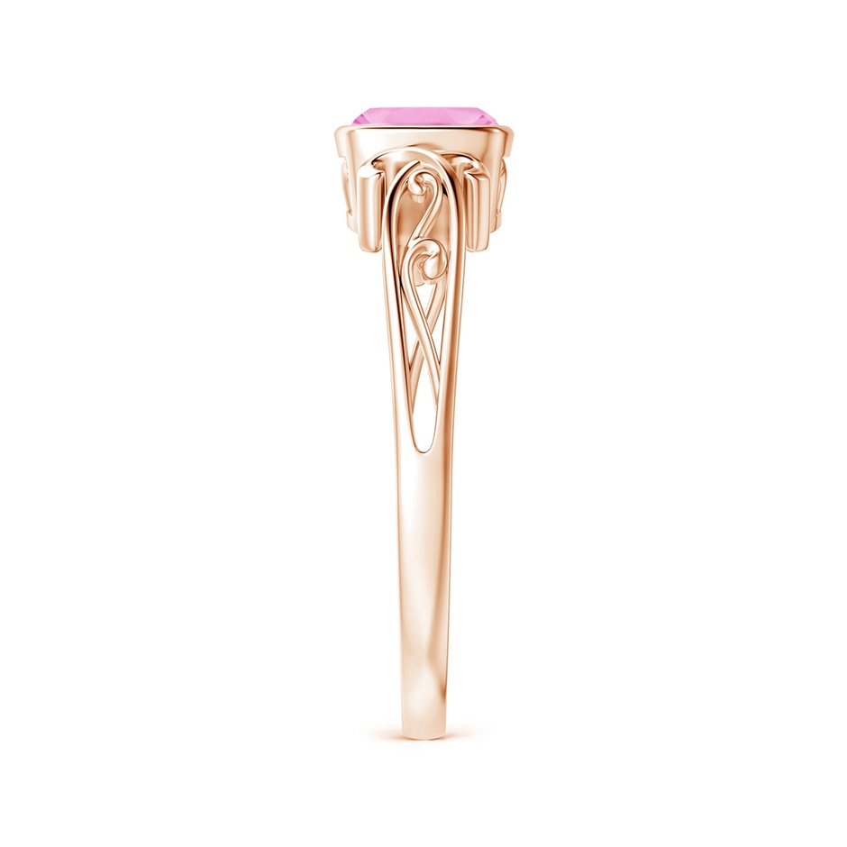 5mm A Vintage Style Cushion Pink Sapphire Solitaire Ring in Rose Gold Side 299