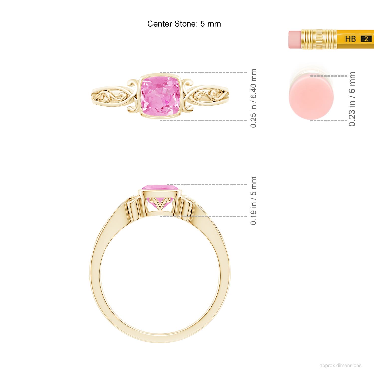 A - Pink Sapphire / 0.6 CT / 14 KT Yellow Gold