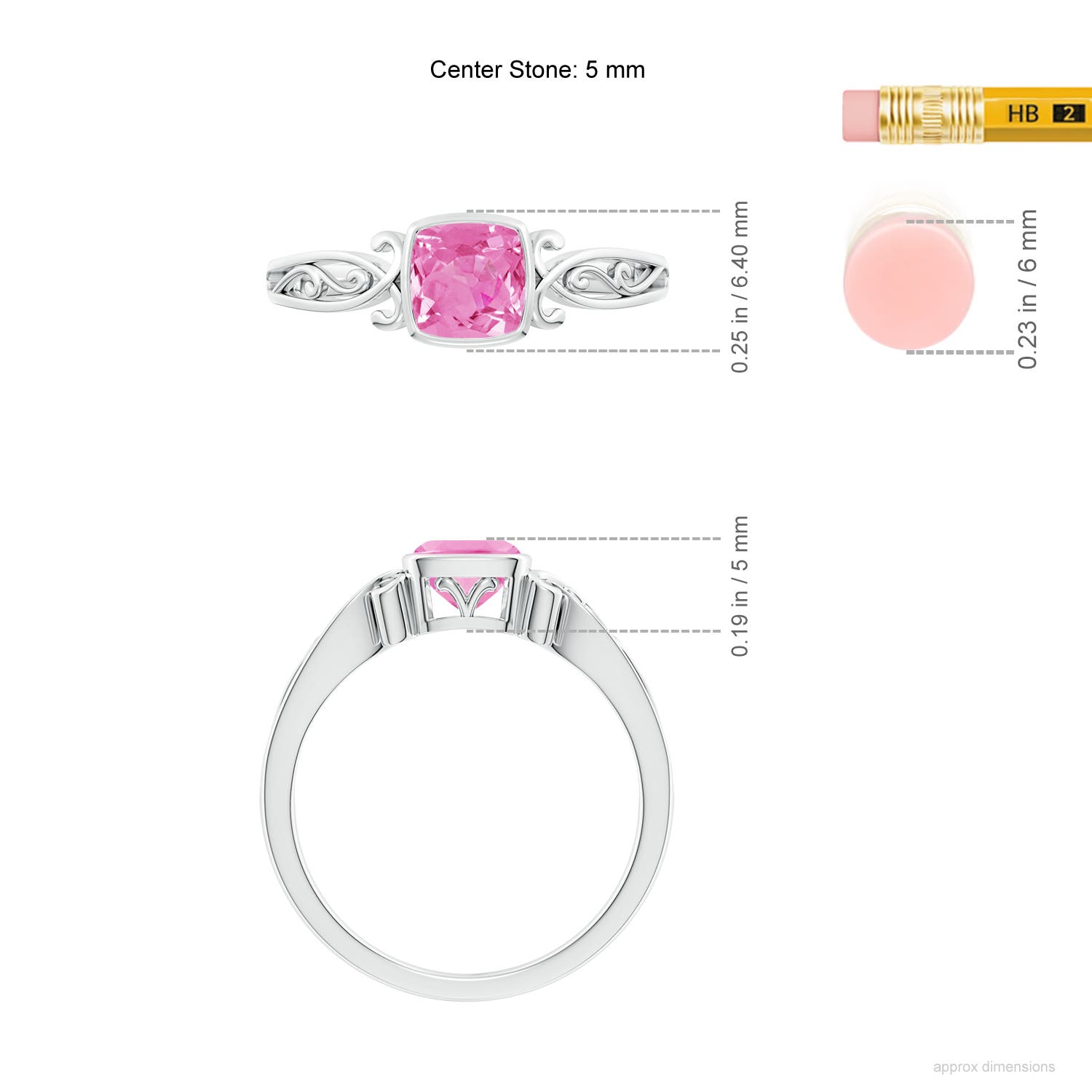 AA - Pink Sapphire / 0.6 CT / 14 KT White Gold