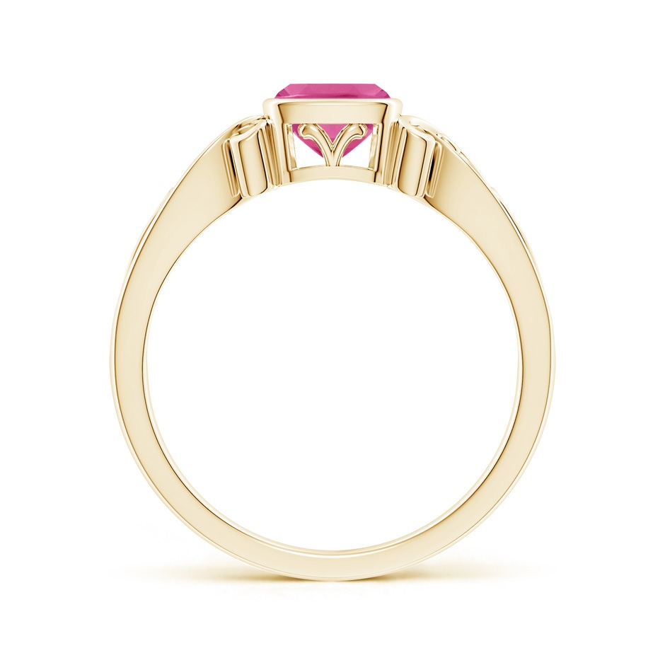 5mm AAA Vintage Style Cushion Pink Sapphire Solitaire Ring in Yellow Gold side 199