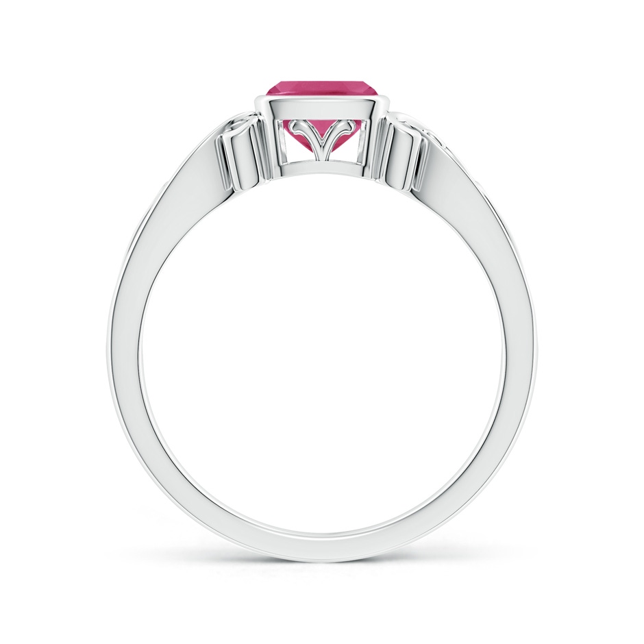 5mm AAAA Vintage Style Cushion Pink Sapphire Solitaire Ring in P950 Platinum Side 199