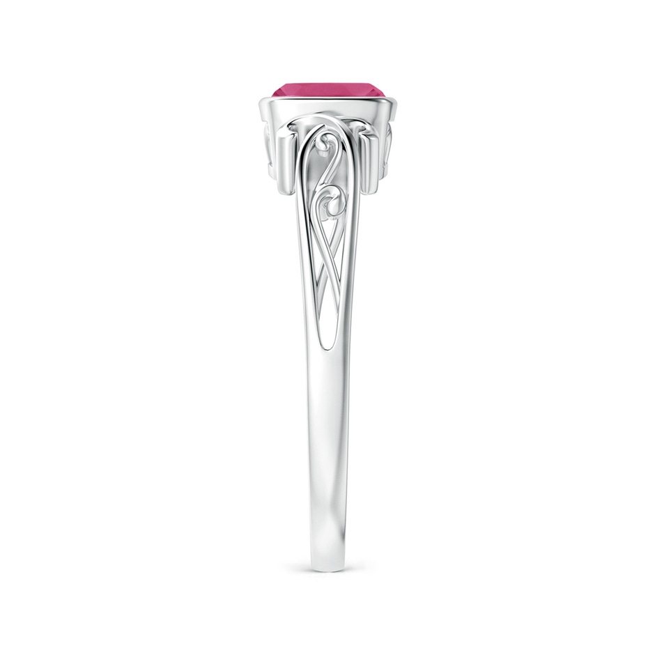 5mm AAAA Vintage Style Cushion Pink Sapphire Solitaire Ring in P950 Platinum Side 299