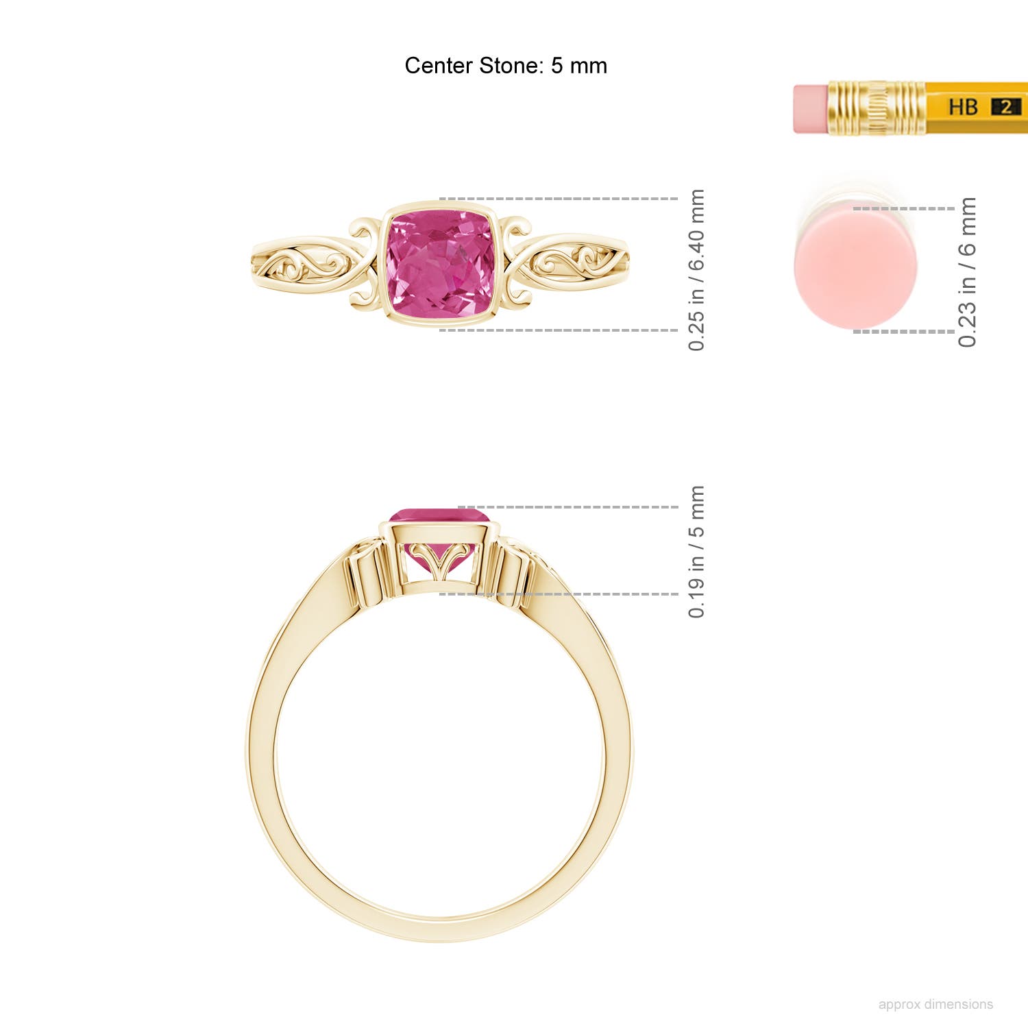 AAAA - Pink Sapphire / 0.6 CT / 14 KT Yellow Gold