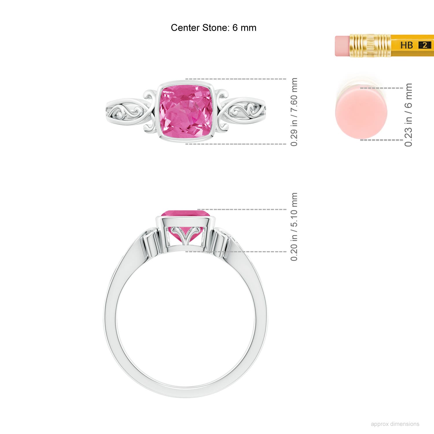 AAA - Pink Sapphire / 0.9 CT / 14 KT White Gold