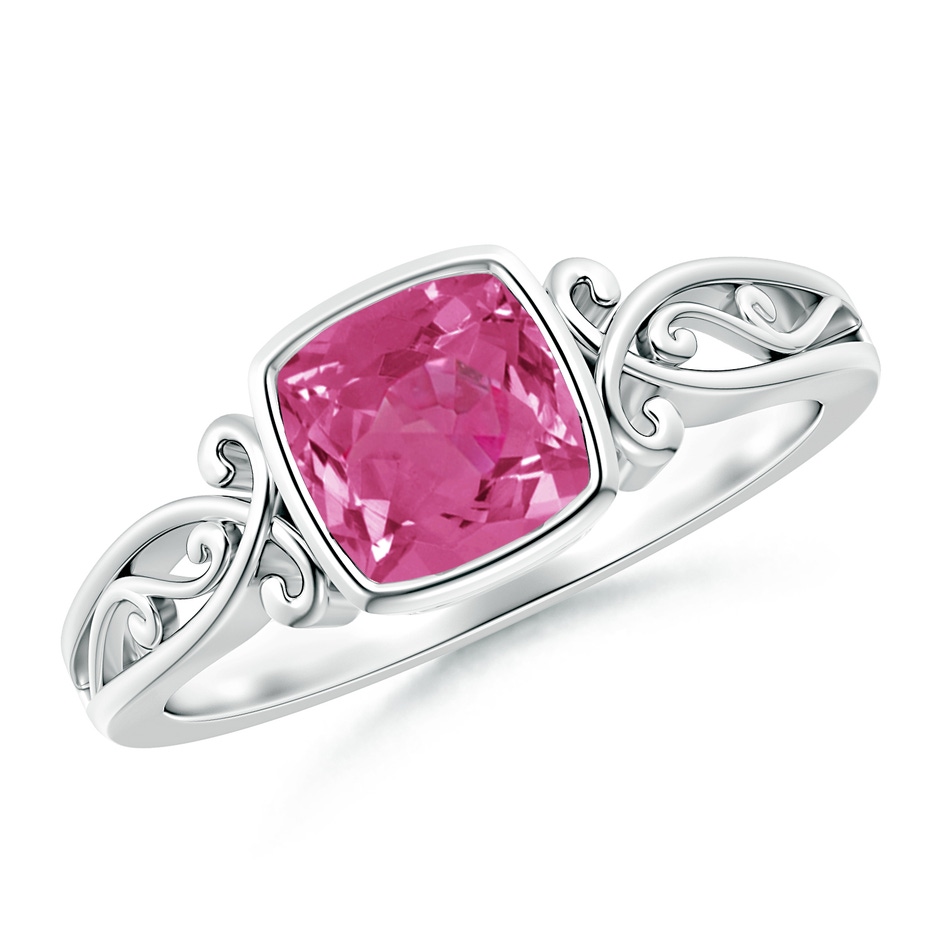 6mm AAAA Vintage Style Cushion Pink Sapphire Solitaire Ring in P950 Platinum 