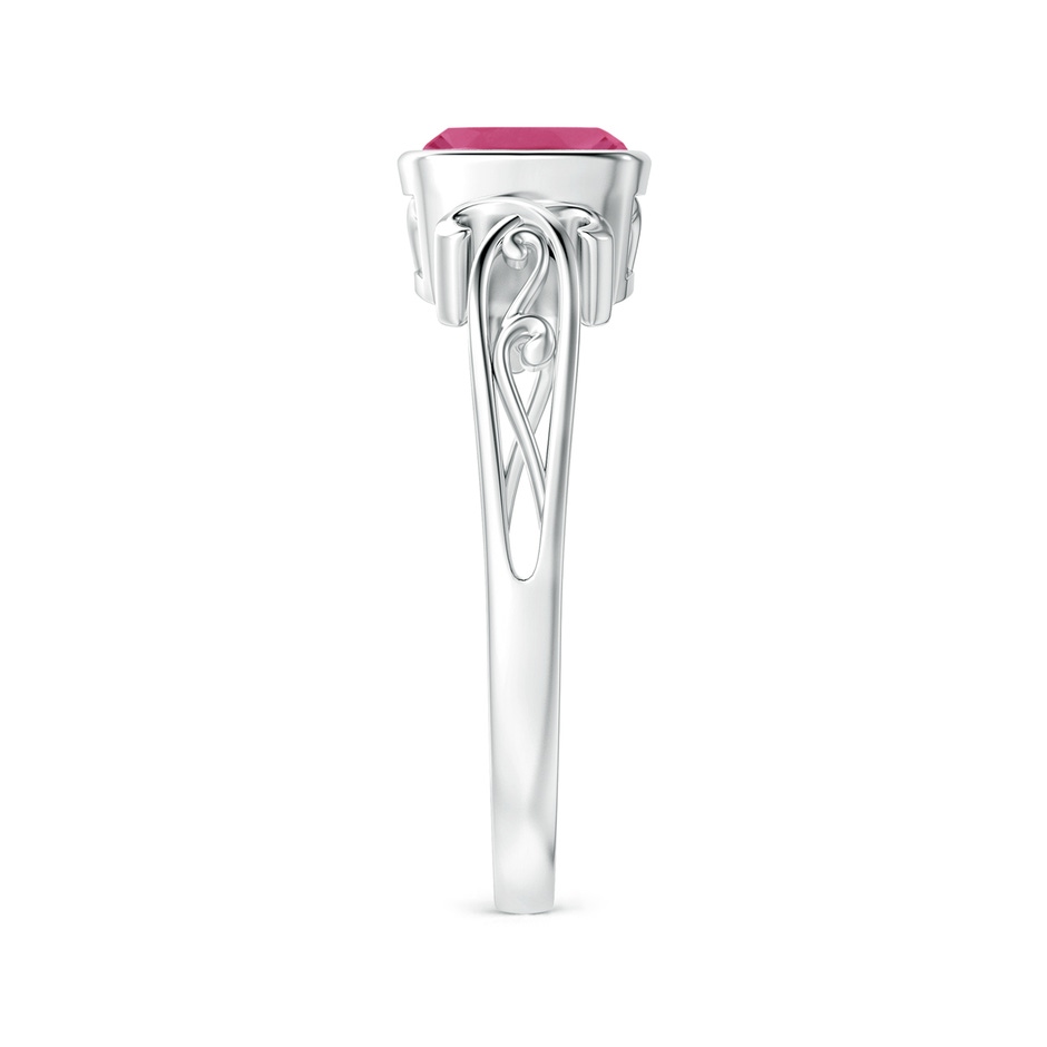 6mm AAAA Vintage Style Cushion Pink Sapphire Solitaire Ring in P950 Platinum Side 299