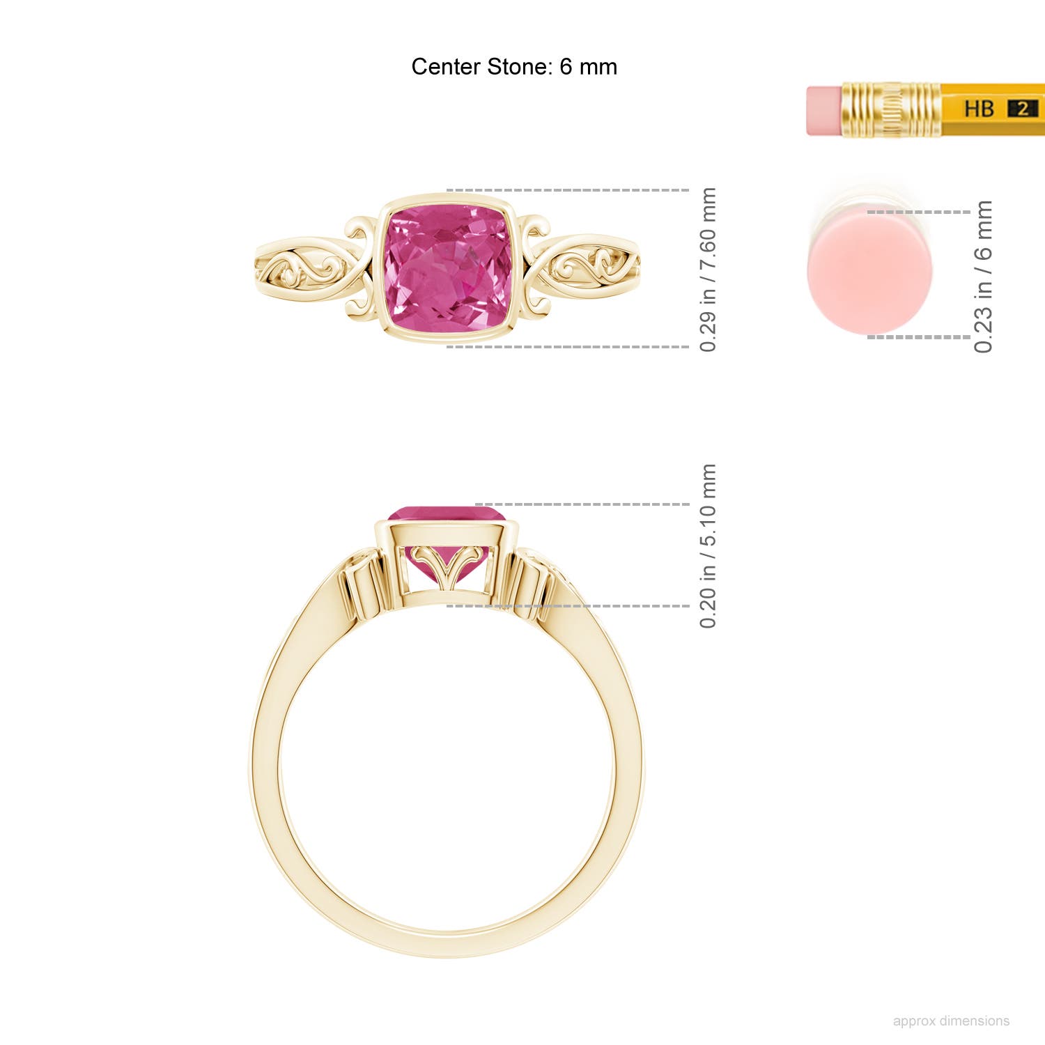 AAAA - Pink Sapphire / 0.9 CT / 14 KT Yellow Gold