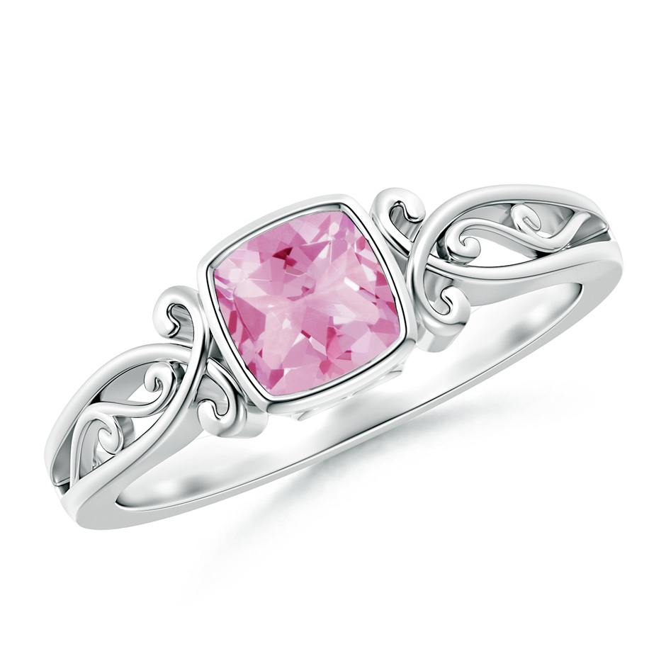 5mm A Vintage Style Cushion Pink Tourmaline Solitaire Ring in P950 Platinum 