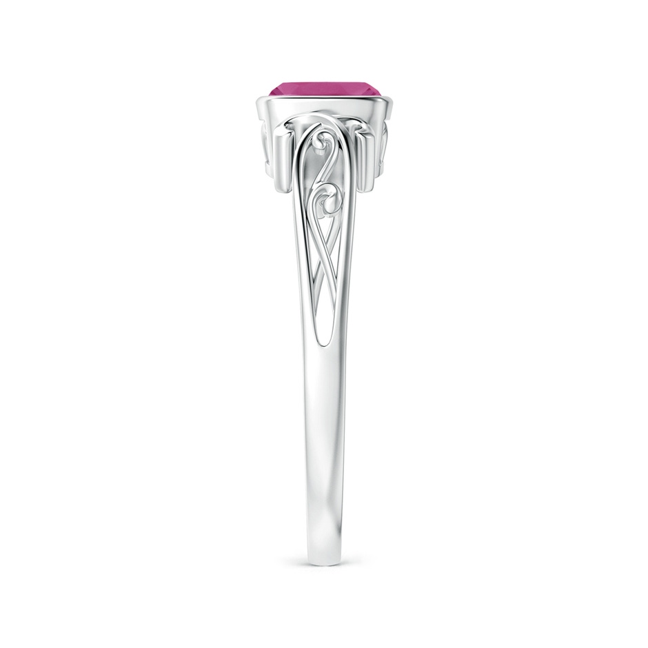 5mm AAAA Vintage Style Cushion Pink Tourmaline Solitaire Ring in P950 Platinum side 299