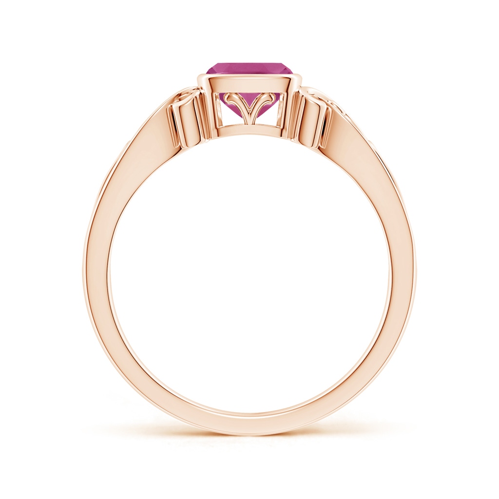 5mm AAAA Vintage Style Cushion Pink Tourmaline Solitaire Ring in Rose Gold Side 199