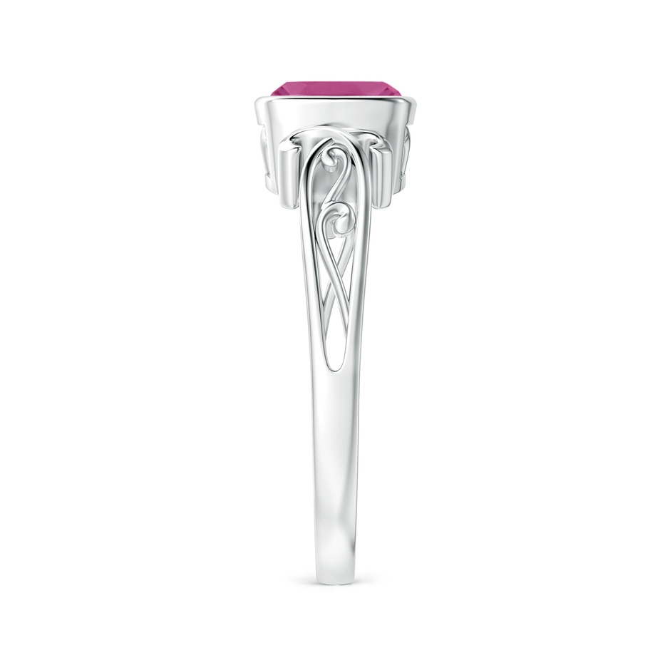 6mm AAAA Vintage Style Cushion Pink Tourmaline Solitaire Ring in P950 Platinum side 299