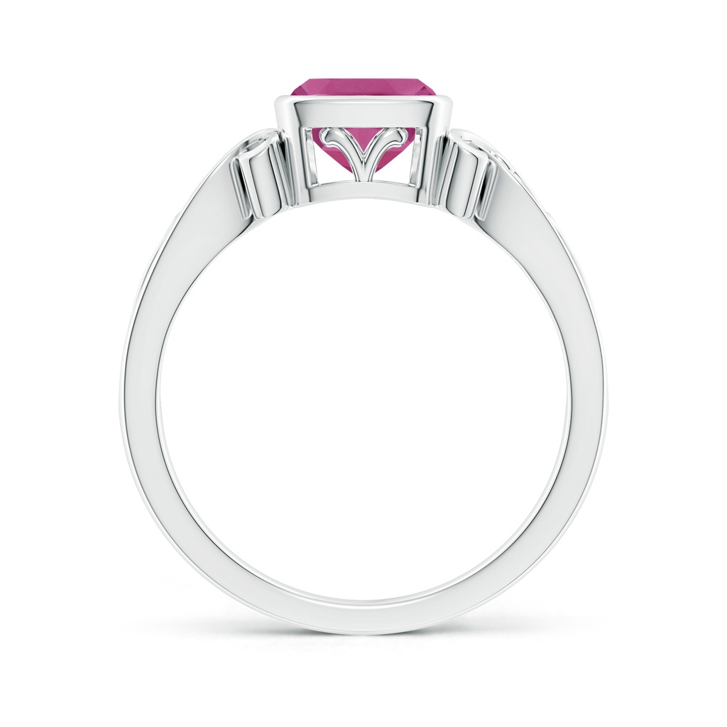 6mm AAAA Vintage Style Cushion Pink Tourmaline Solitaire Ring in White Gold Side 199