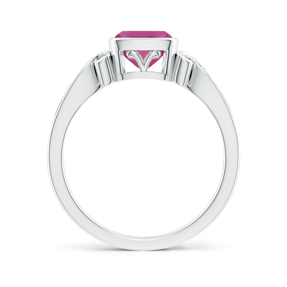 6mm AAAA Vintage Style Cushion Pink Tourmaline Solitaire Ring in White Gold side 199