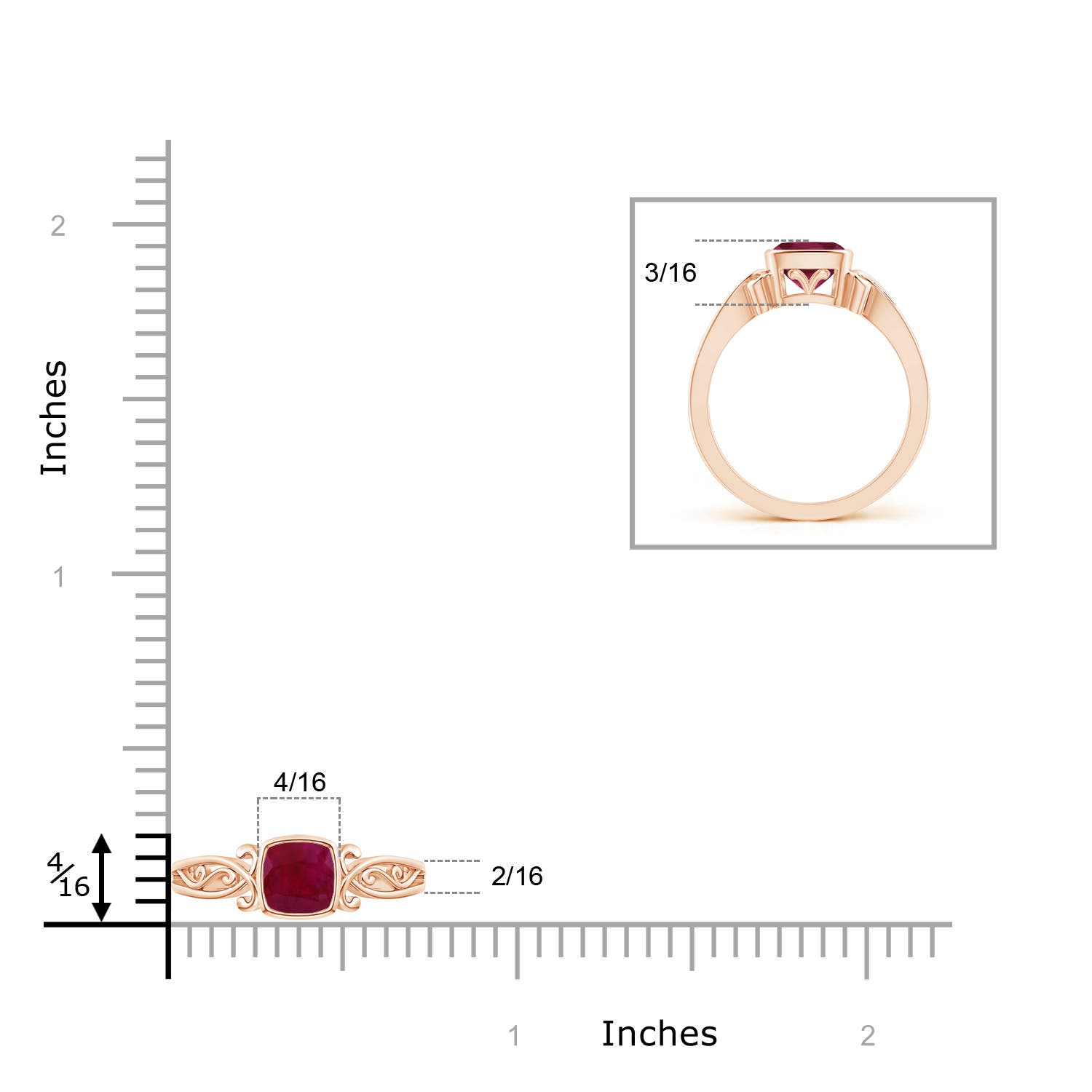 A - Ruby / 0.6 CT / 14 KT Rose Gold