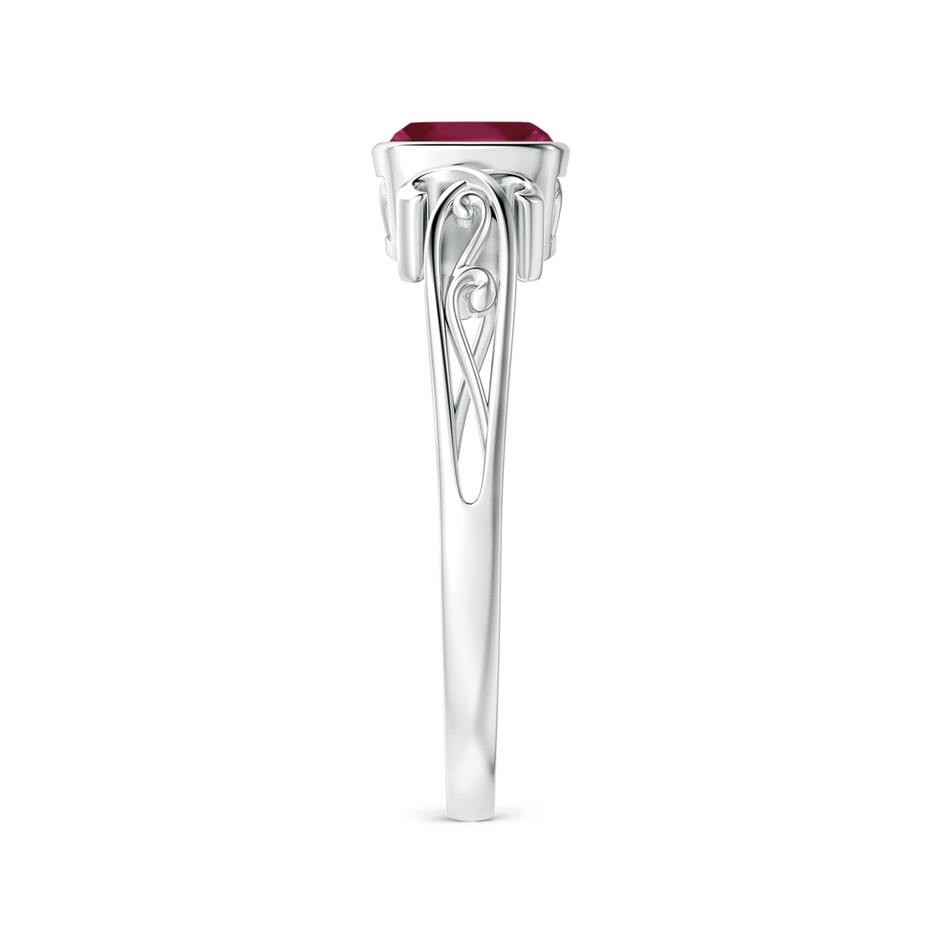 5mm A Vintage Style Cushion Ruby Solitaire Ring in White Gold side 299