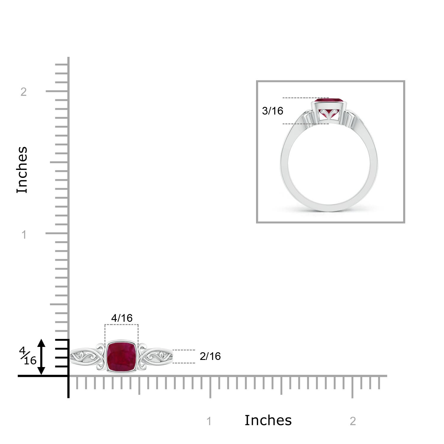 A - Ruby / 0.6 CT / 14 KT White Gold