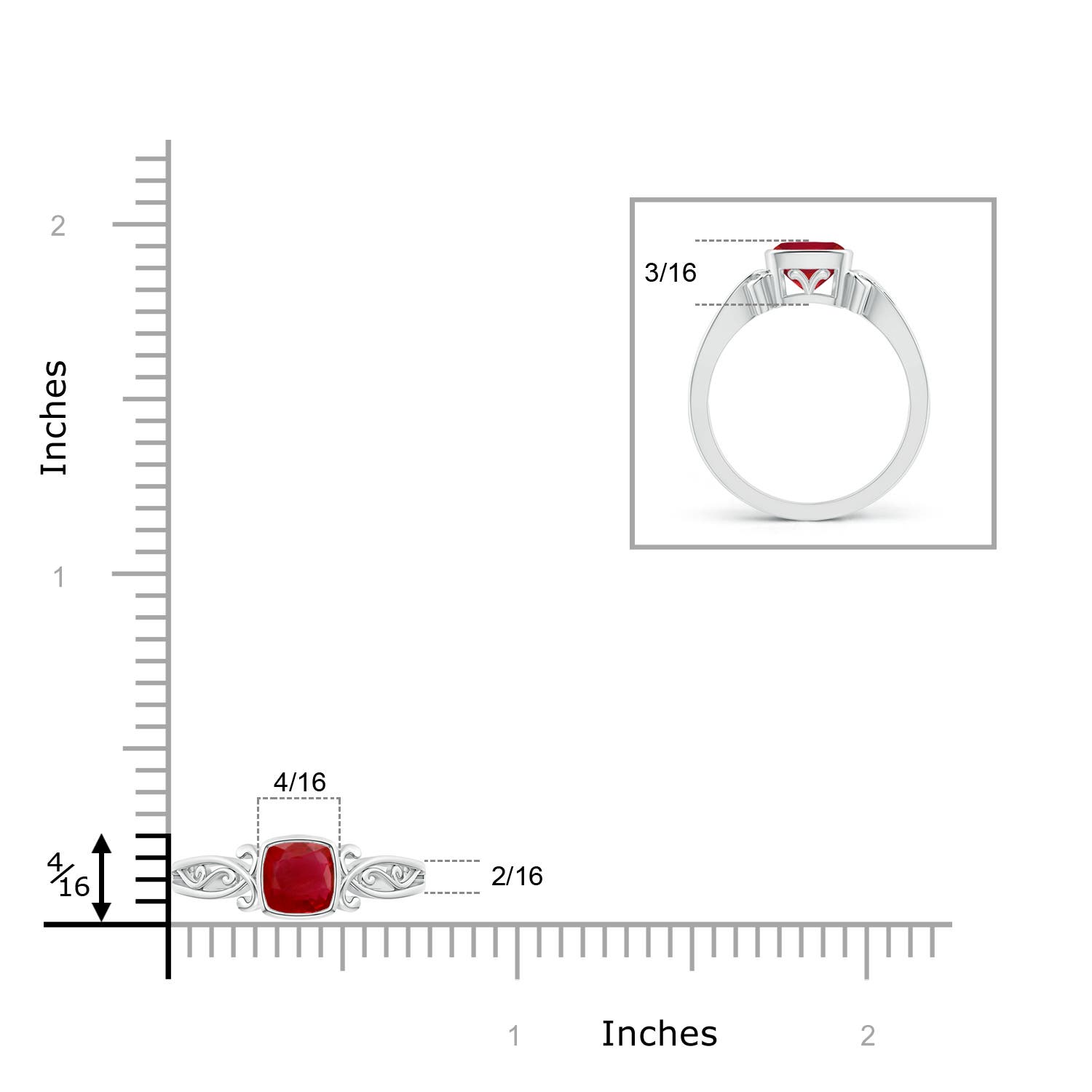 AA - Ruby / 0.6 CT / 14 KT White Gold