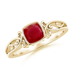 Solitaire Yellow Gold Ruby Rings