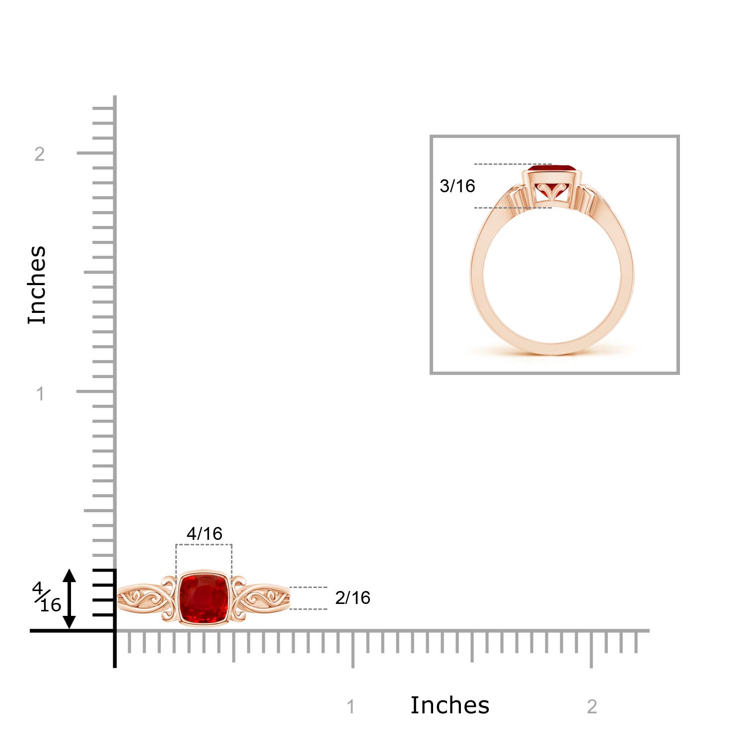 AAA - Ruby / 0.6 CT / 14 KT Rose Gold