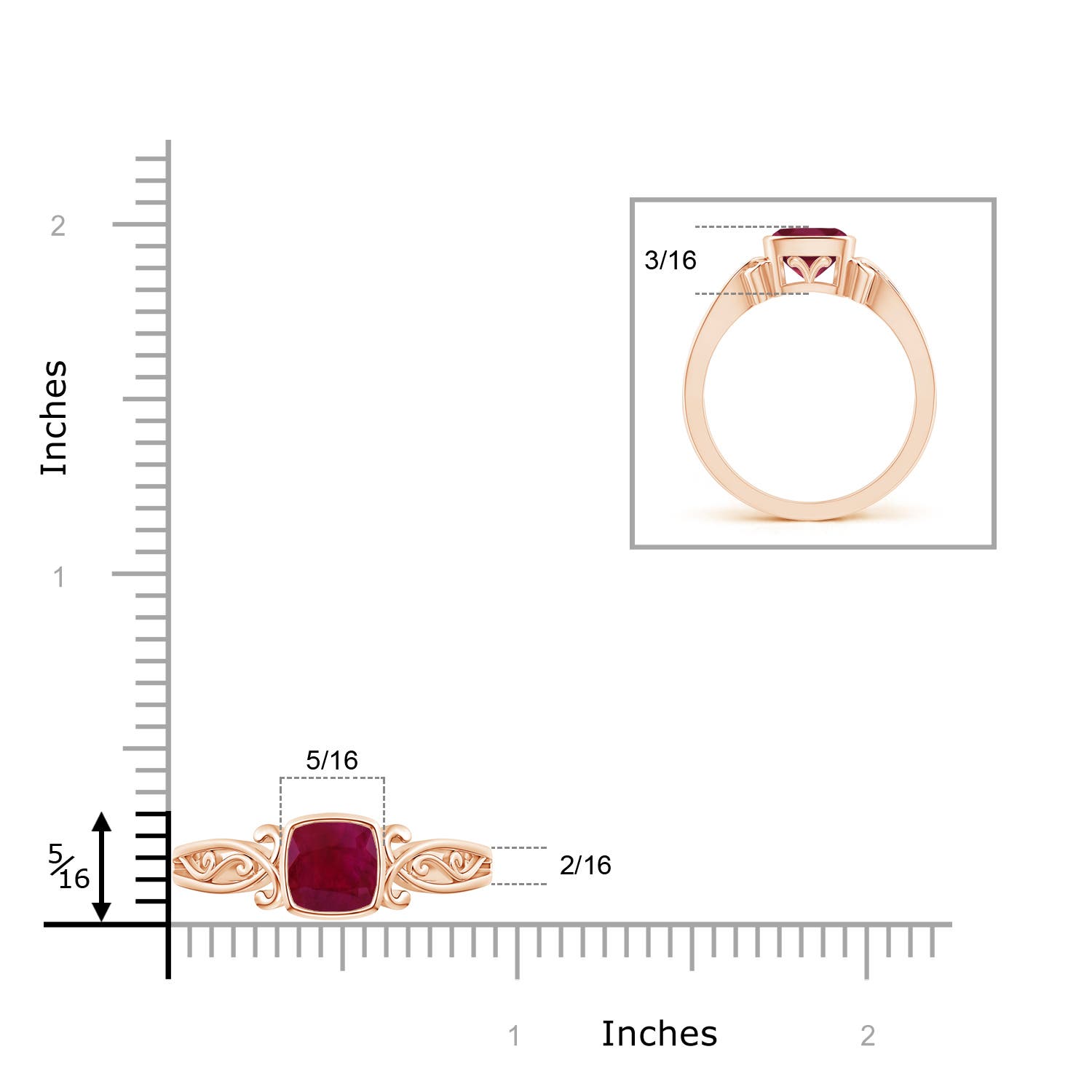 A - Ruby / 0.95 CT / 14 KT Rose Gold