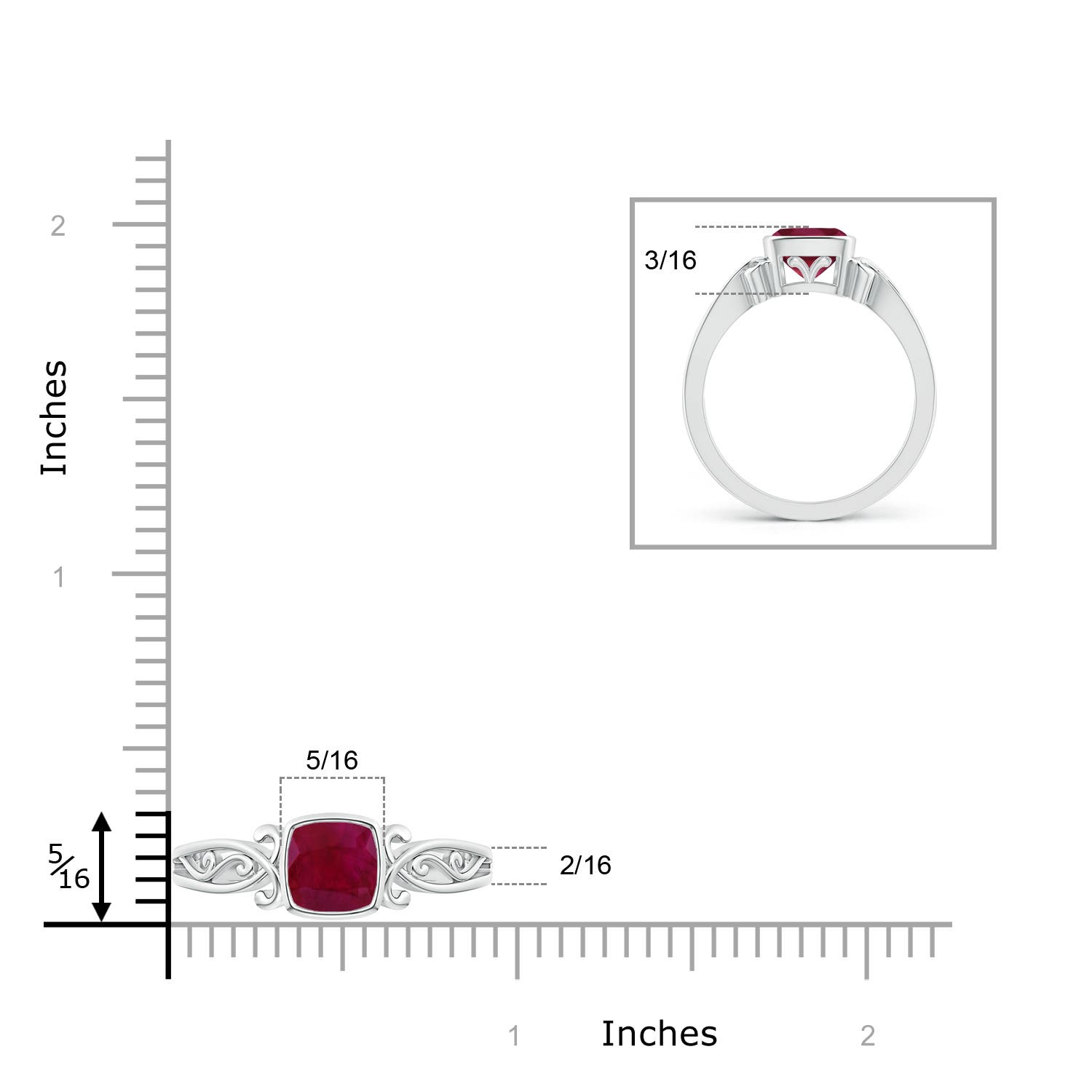 A - Ruby / 0.95 CT / 14 KT White Gold