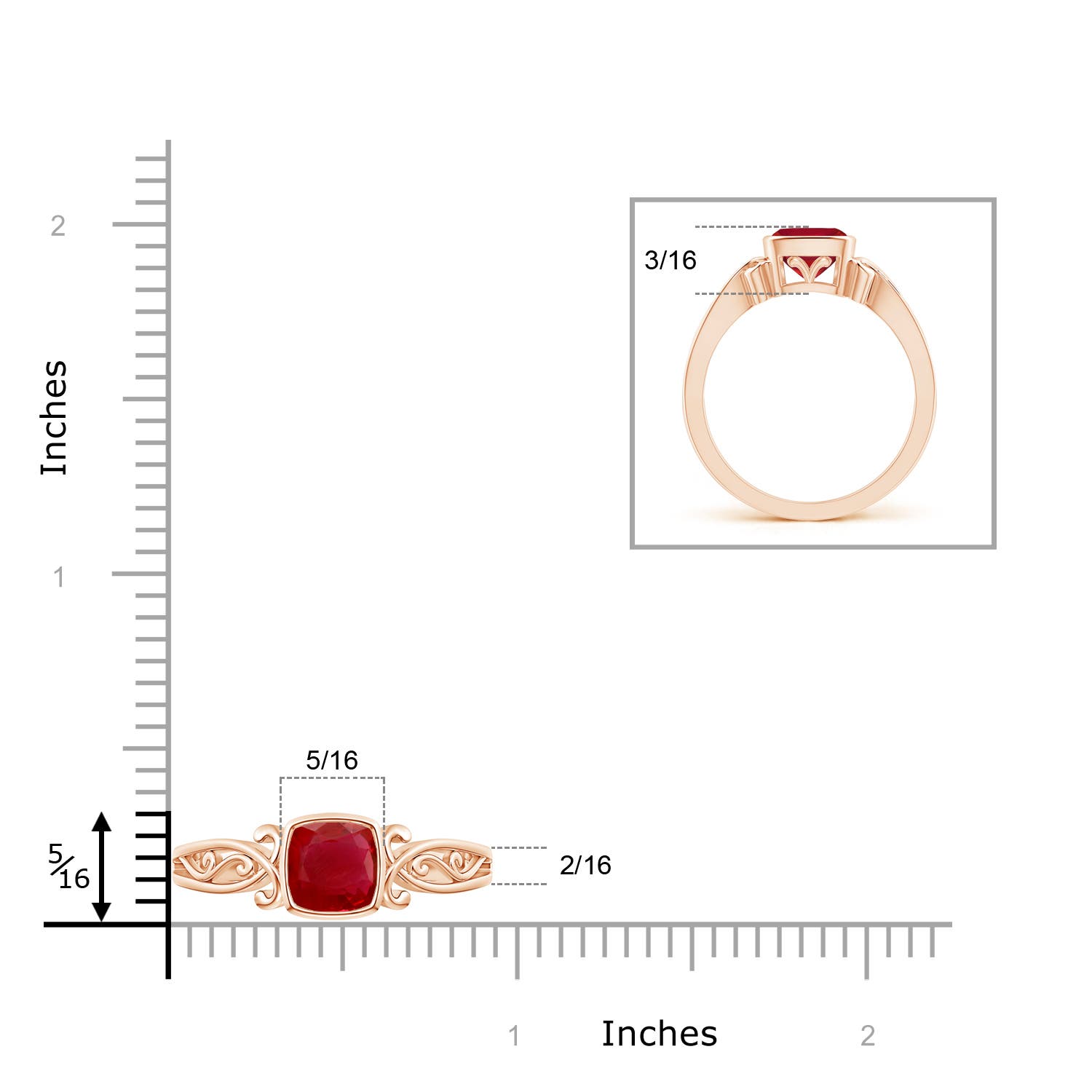 AA - Ruby / 0.95 CT / 14 KT Rose Gold