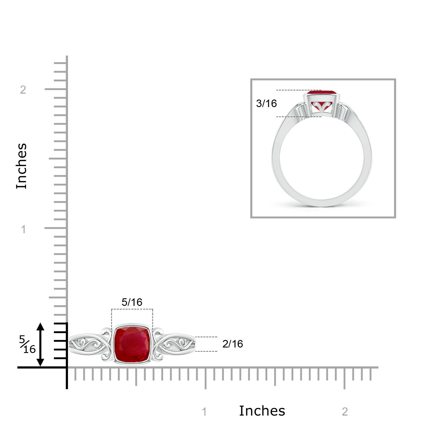 AA - Ruby / 0.95 CT / 14 KT White Gold