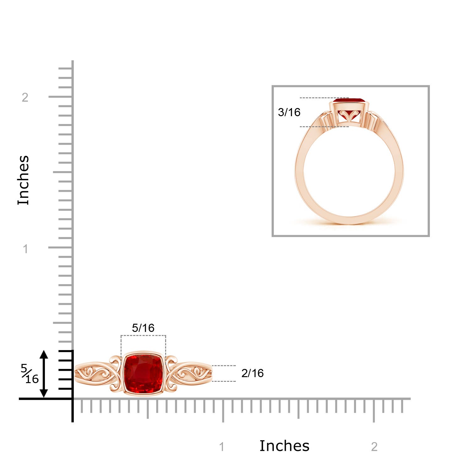 AAA - Ruby / 0.95 CT / 14 KT Rose Gold