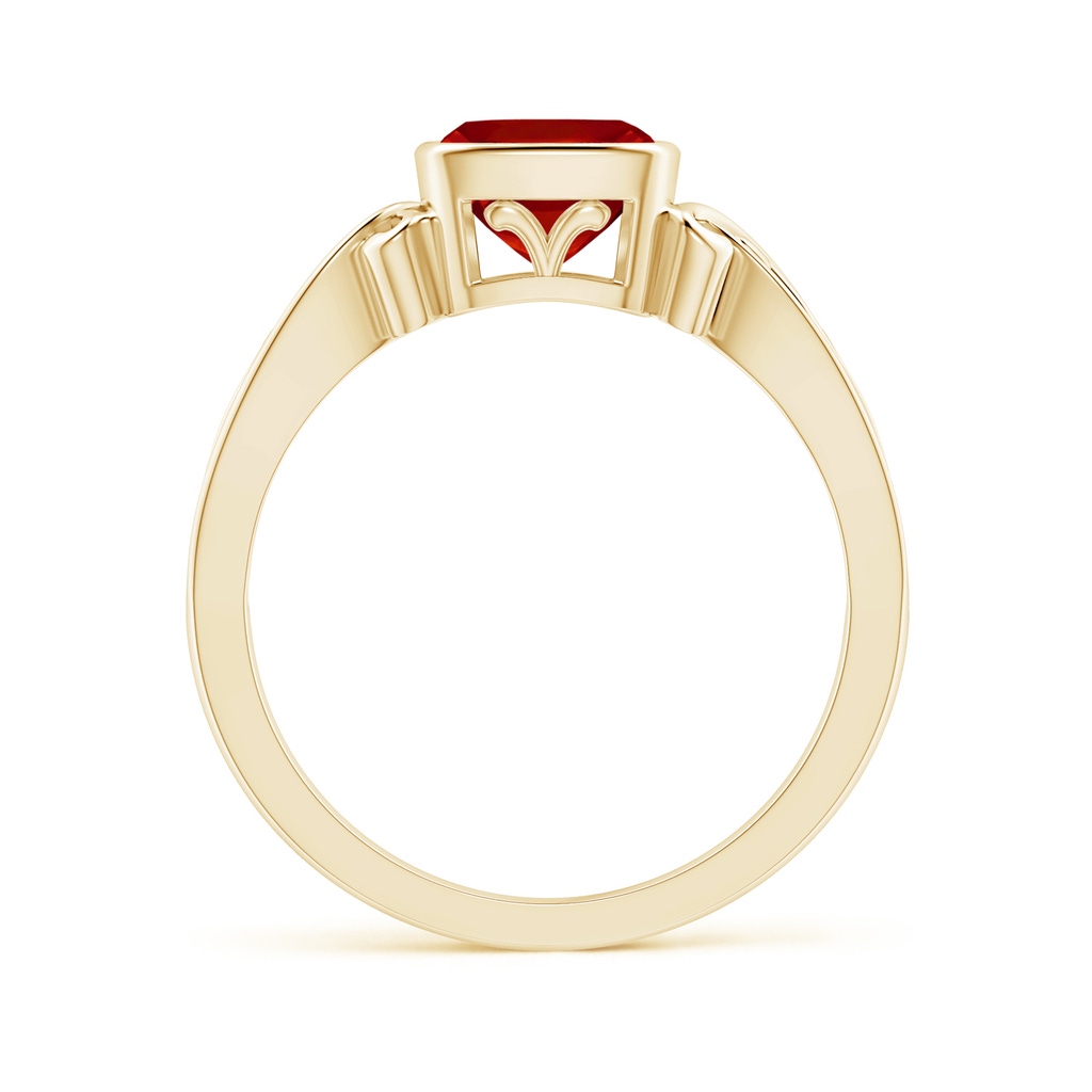 6mm AAA Vintage Style Cushion Ruby Solitaire Ring in Yellow Gold Side 199