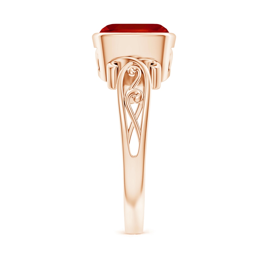 8mm AAA Vintage Style Cushion Ruby Solitaire Ring in 9K Rose Gold side 299