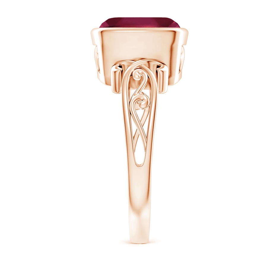 9mm A Vintage Style Cushion Ruby Solitaire Ring in Rose Gold side 299