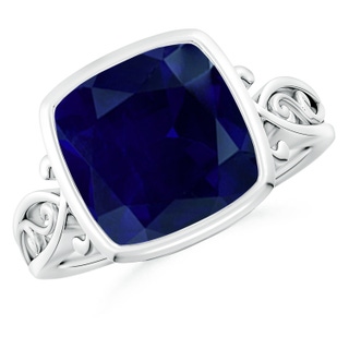 10mm AA Vintage Style Cushion Sapphire Solitaire Ring in P950 Platinum