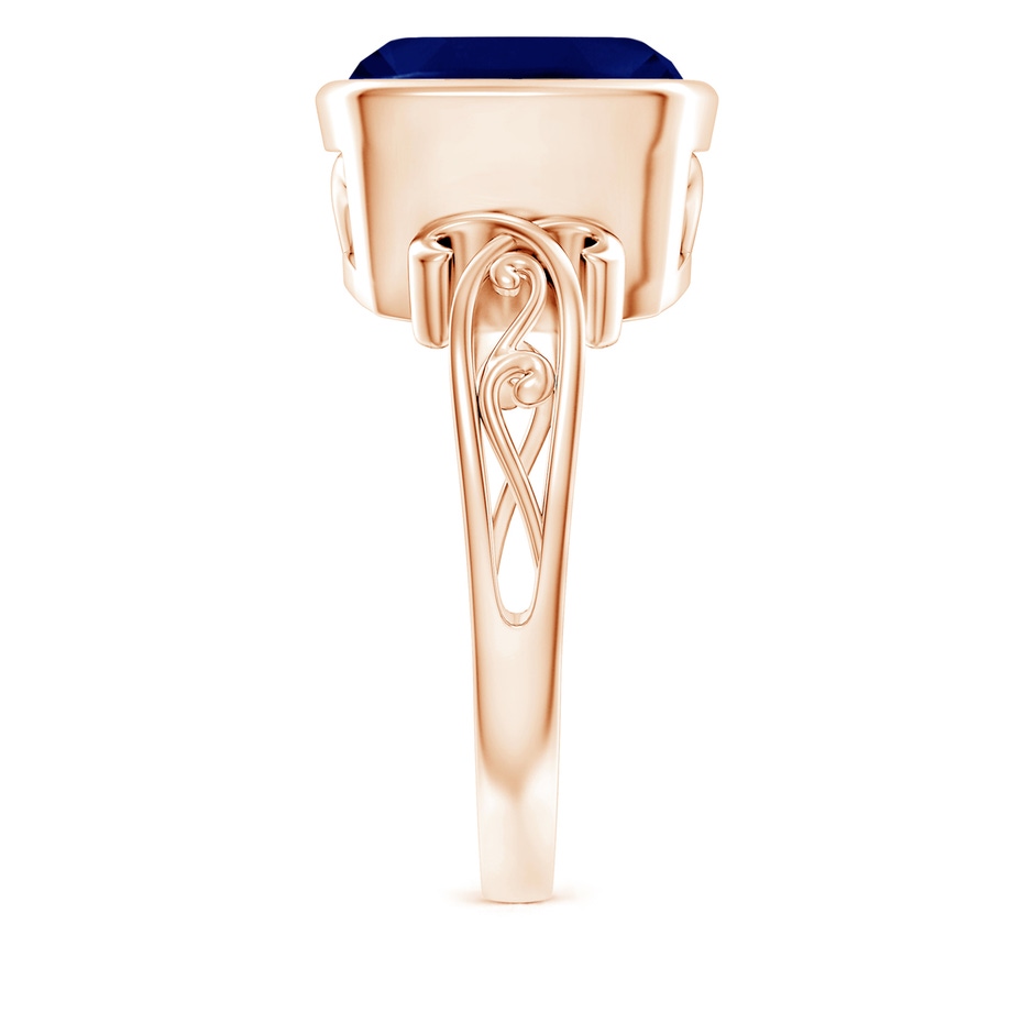 10mm AA Vintage Style Cushion Sapphire Solitaire Ring in Rose Gold side 299