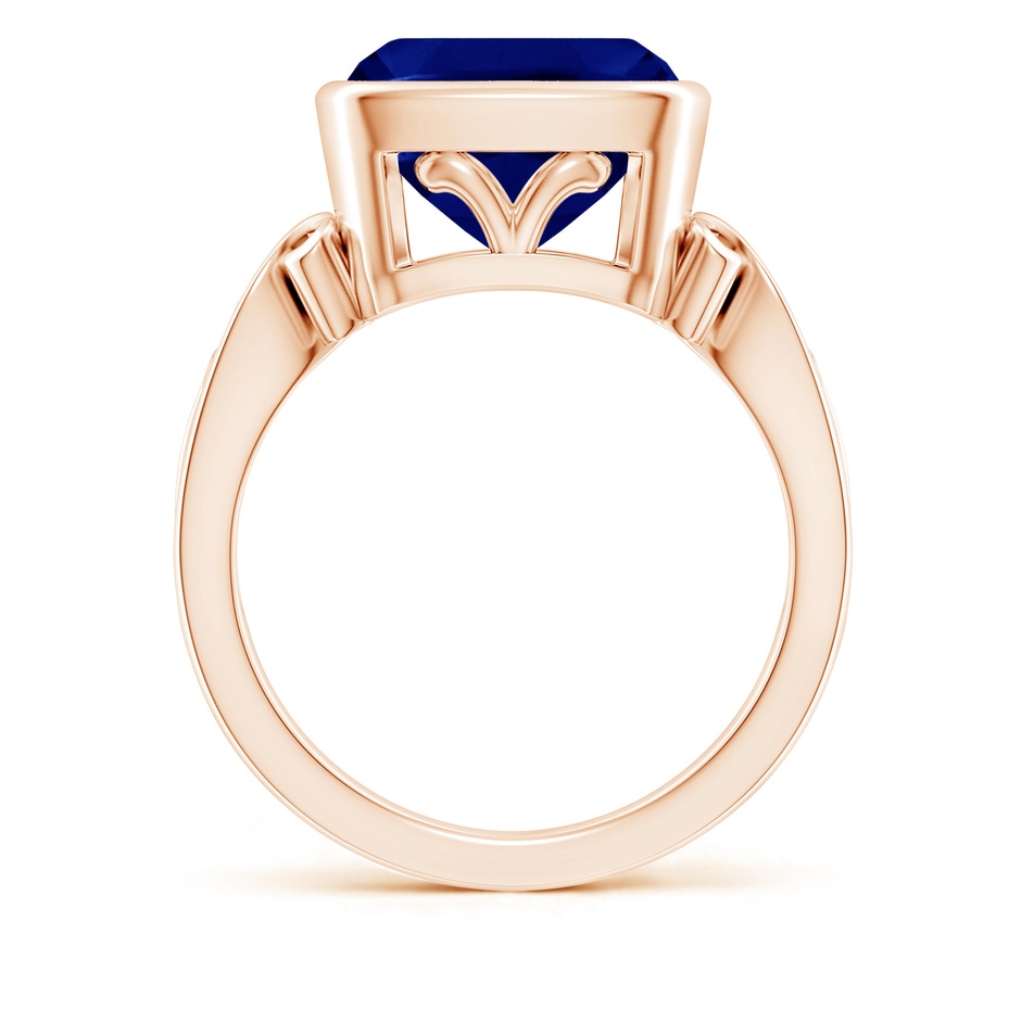 10mm AAA Vintage Style Cushion Sapphire Solitaire Ring in Rose Gold side 199