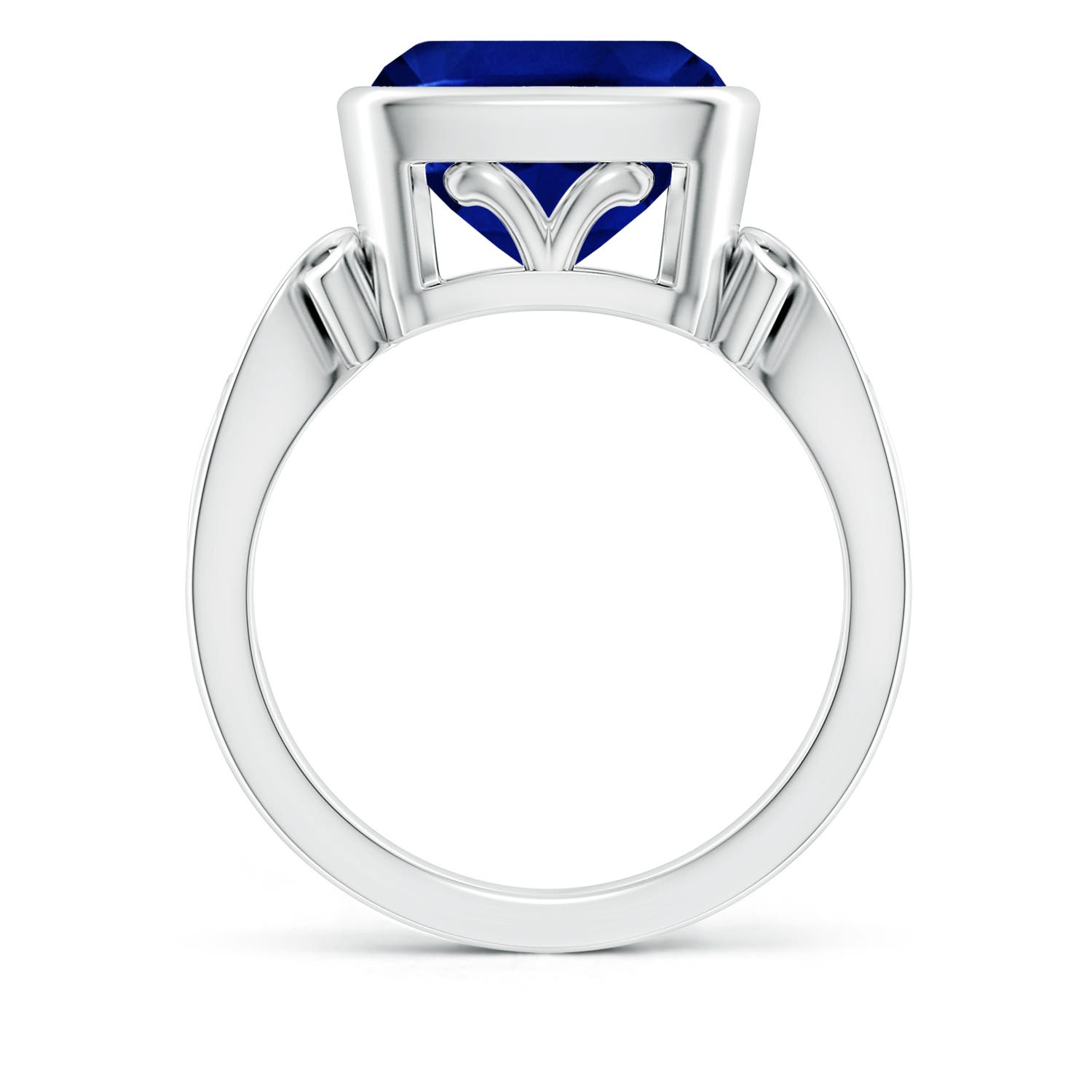 10mm AAAA Vintage Style Cushion Sapphire Solitaire Ring in P950 Platinum