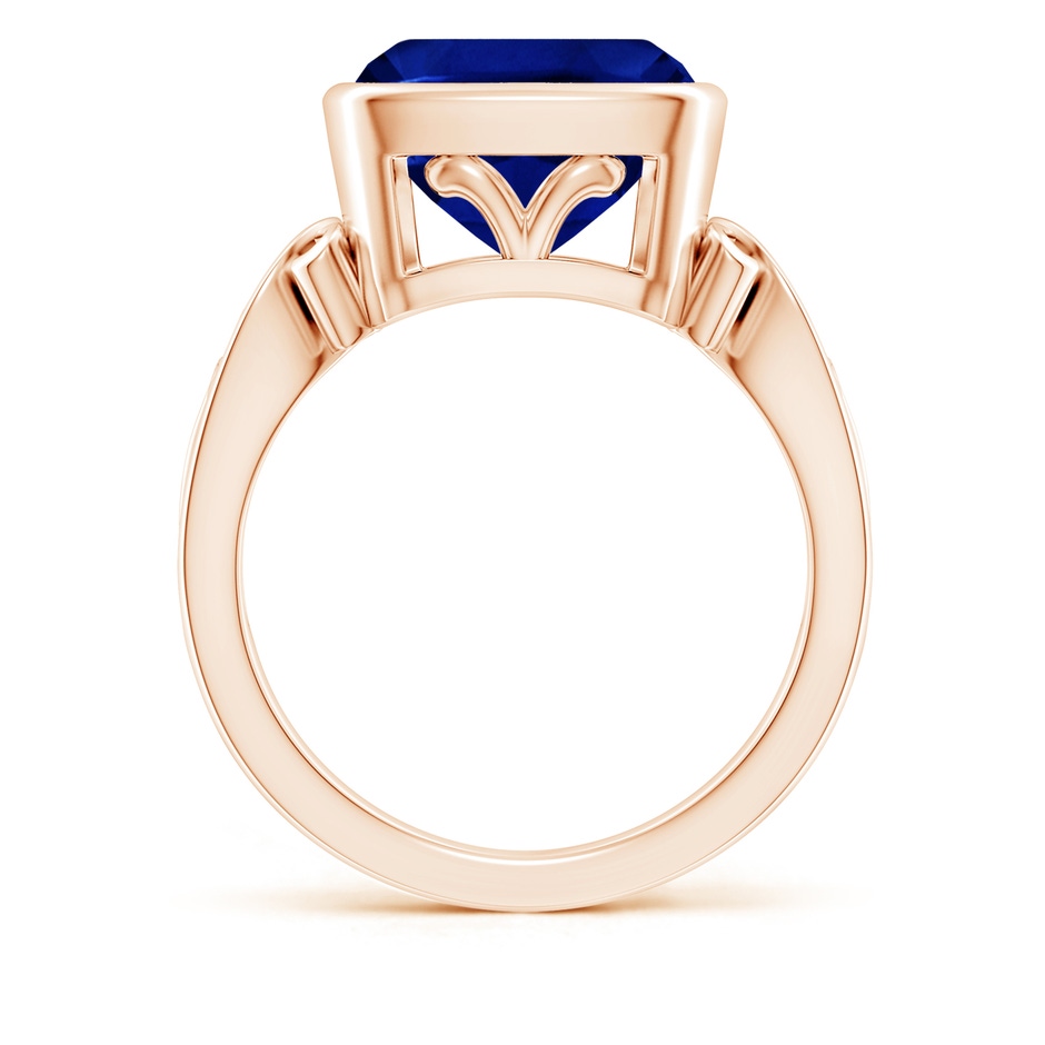 10mm AAAA Vintage Style Cushion Sapphire Solitaire Ring in Rose Gold side 199