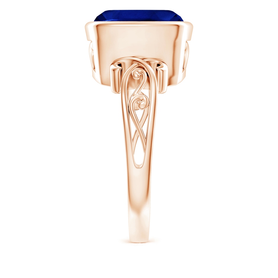 10mm AAAA Vintage Style Cushion Sapphire Solitaire Ring in Rose Gold side 299