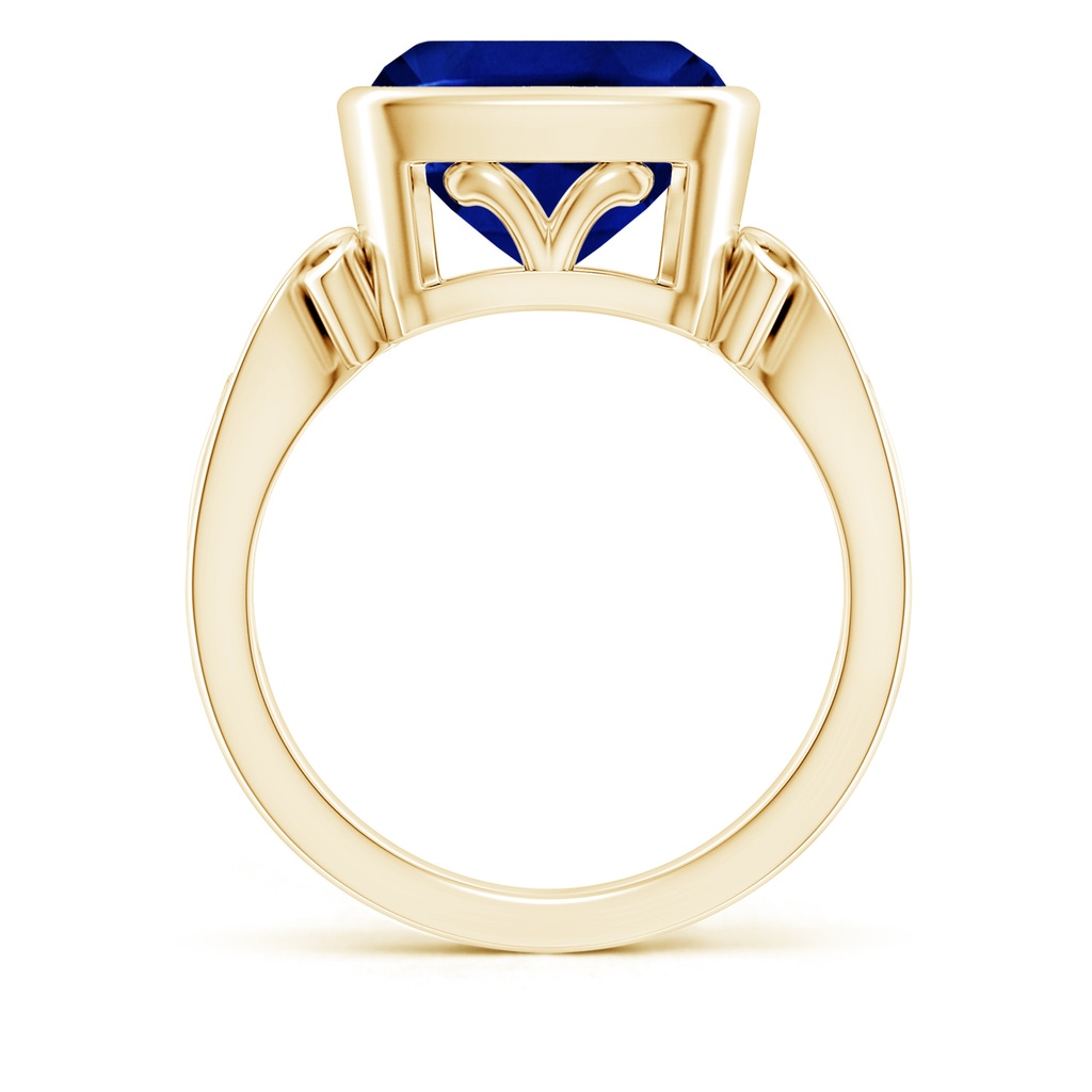 10mm Lab-Grown Vintage Style Cushion Sapphire Solitaire Ring in Yellow Gold - side 199