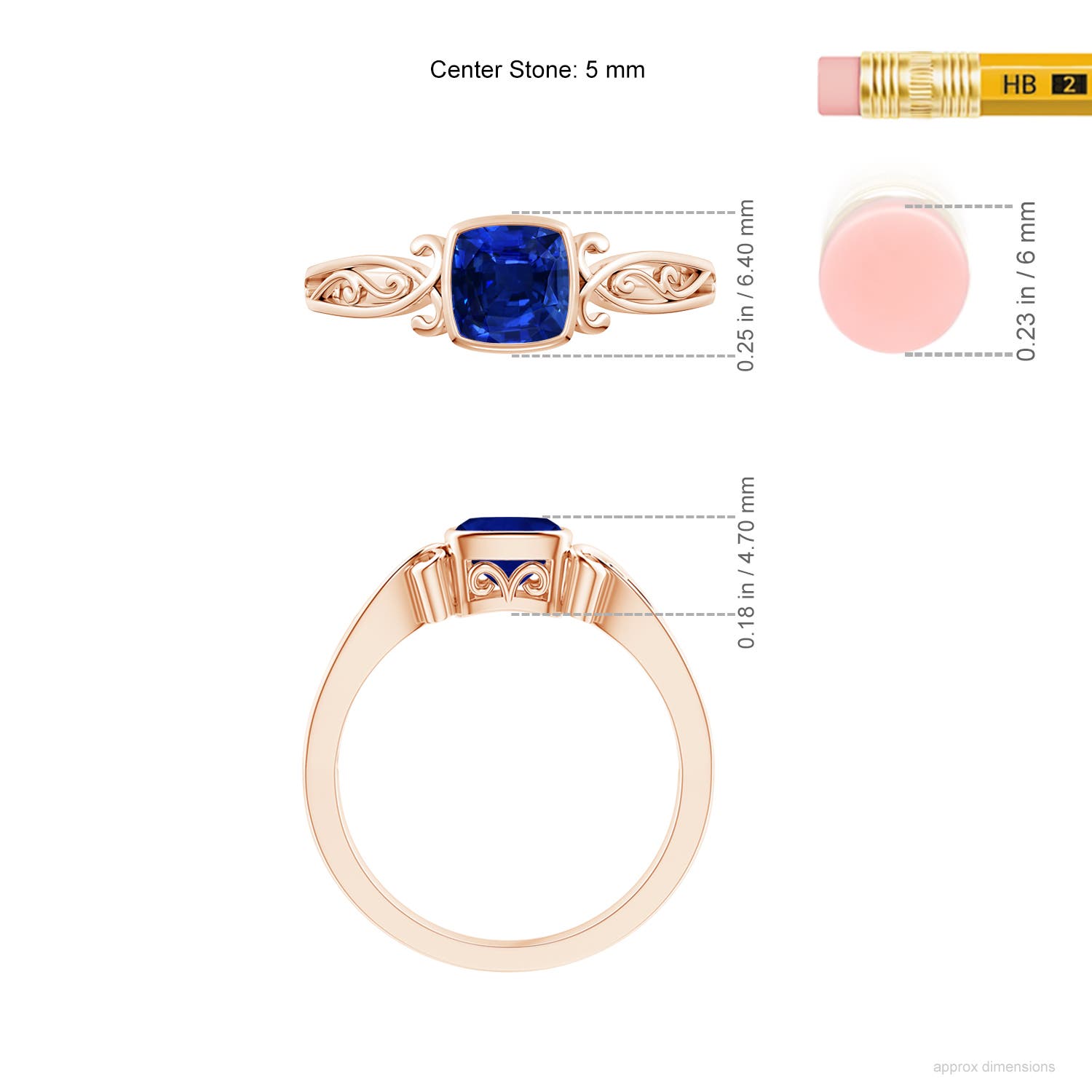 AAAA - Blue Sapphire / 0.57 CT / 14 KT Rose Gold